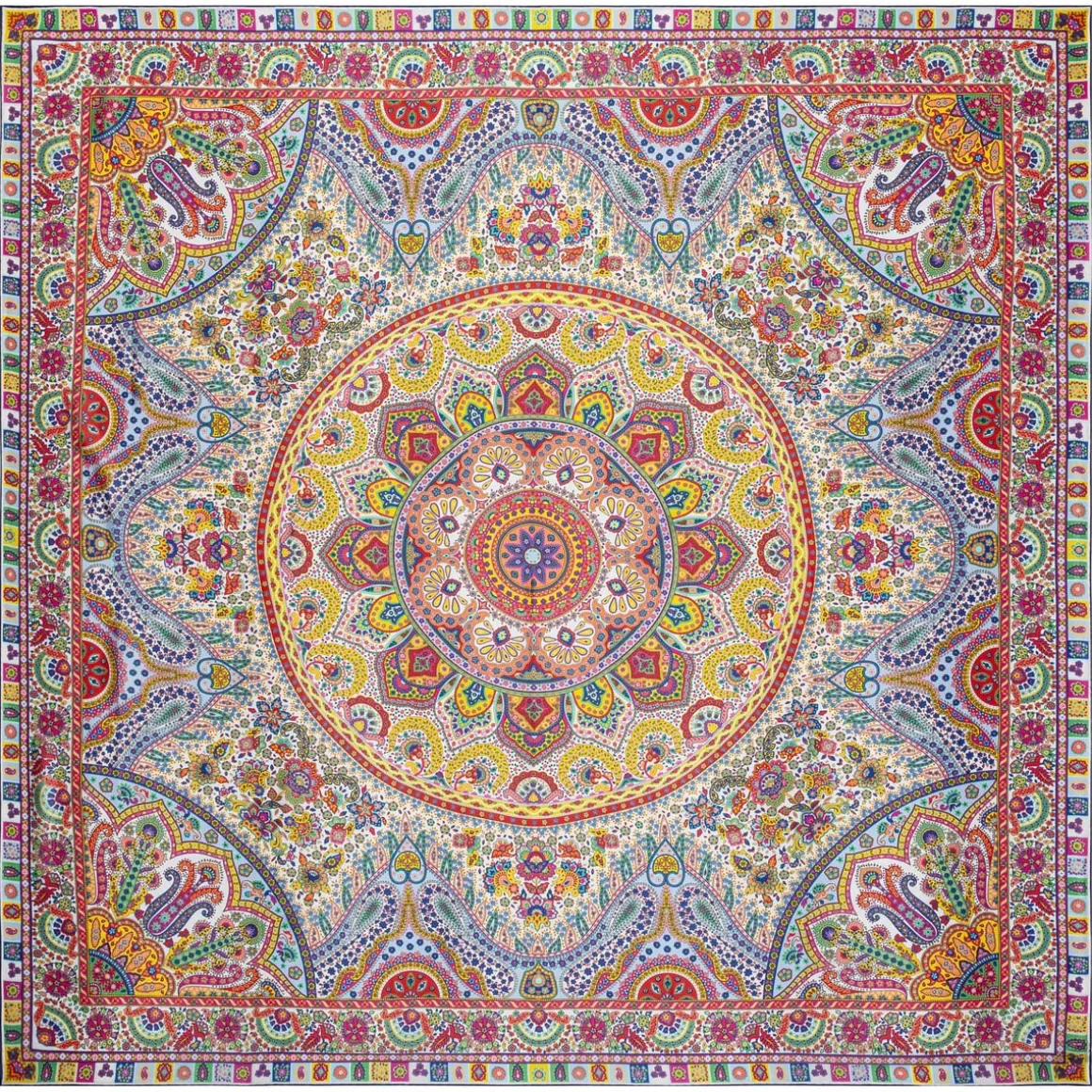 Circular Paisley 140x140 - multi colour (beige)
