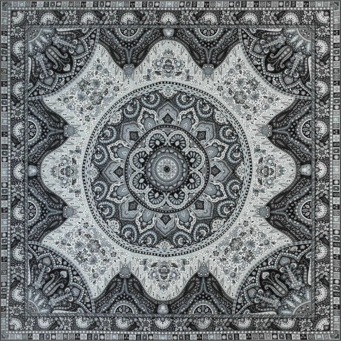 Circular Paisley 140x140 - white/black (weiss)
