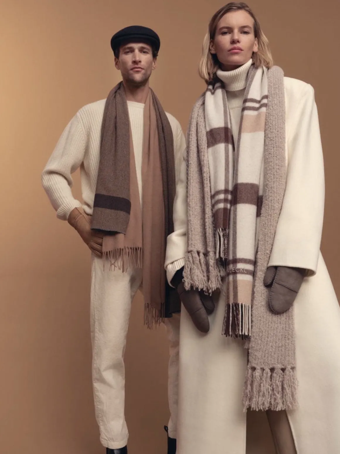 Classic Bouclé Schal 35x180 - cashmere (beige)
