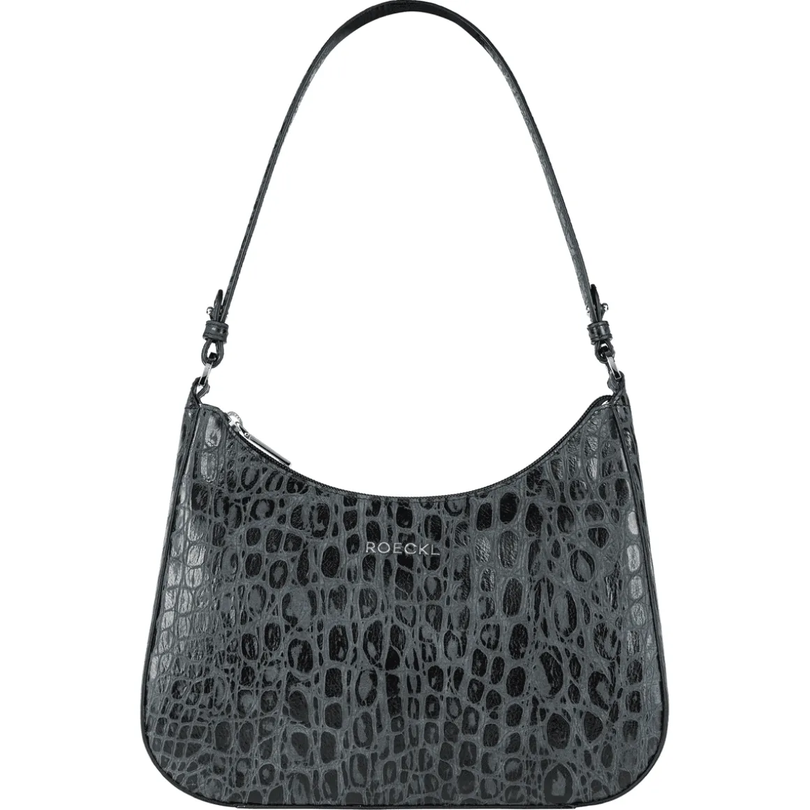 Cleo small Croco silver - black (schwarz)