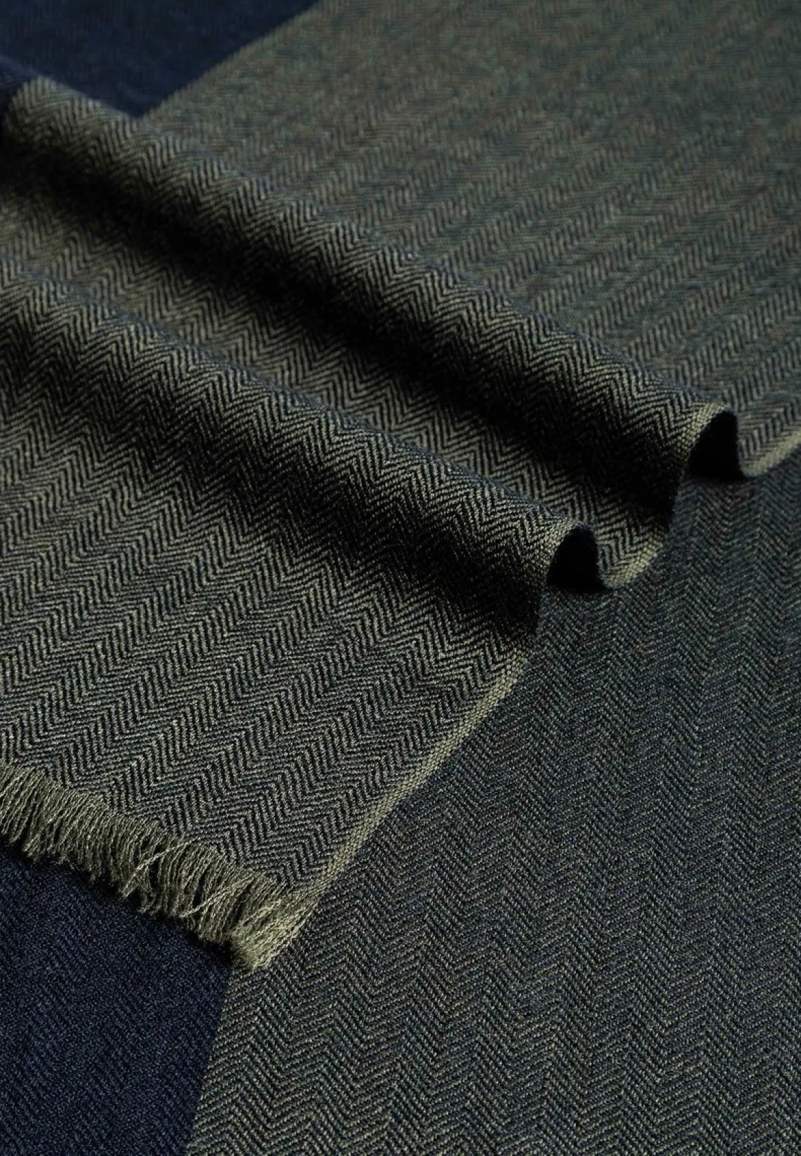Two-Tone Wool 40x180 - olive/navy (blau)